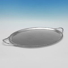 Antique Sterling Silver Tray, Thomas Bradbury & Sons, Gadroon Border, 1901
