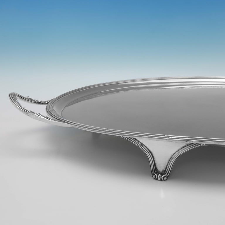 English Neoclassical George III Antique Sterling Silver Tray - Hannam & Crouch 1793 For Sale