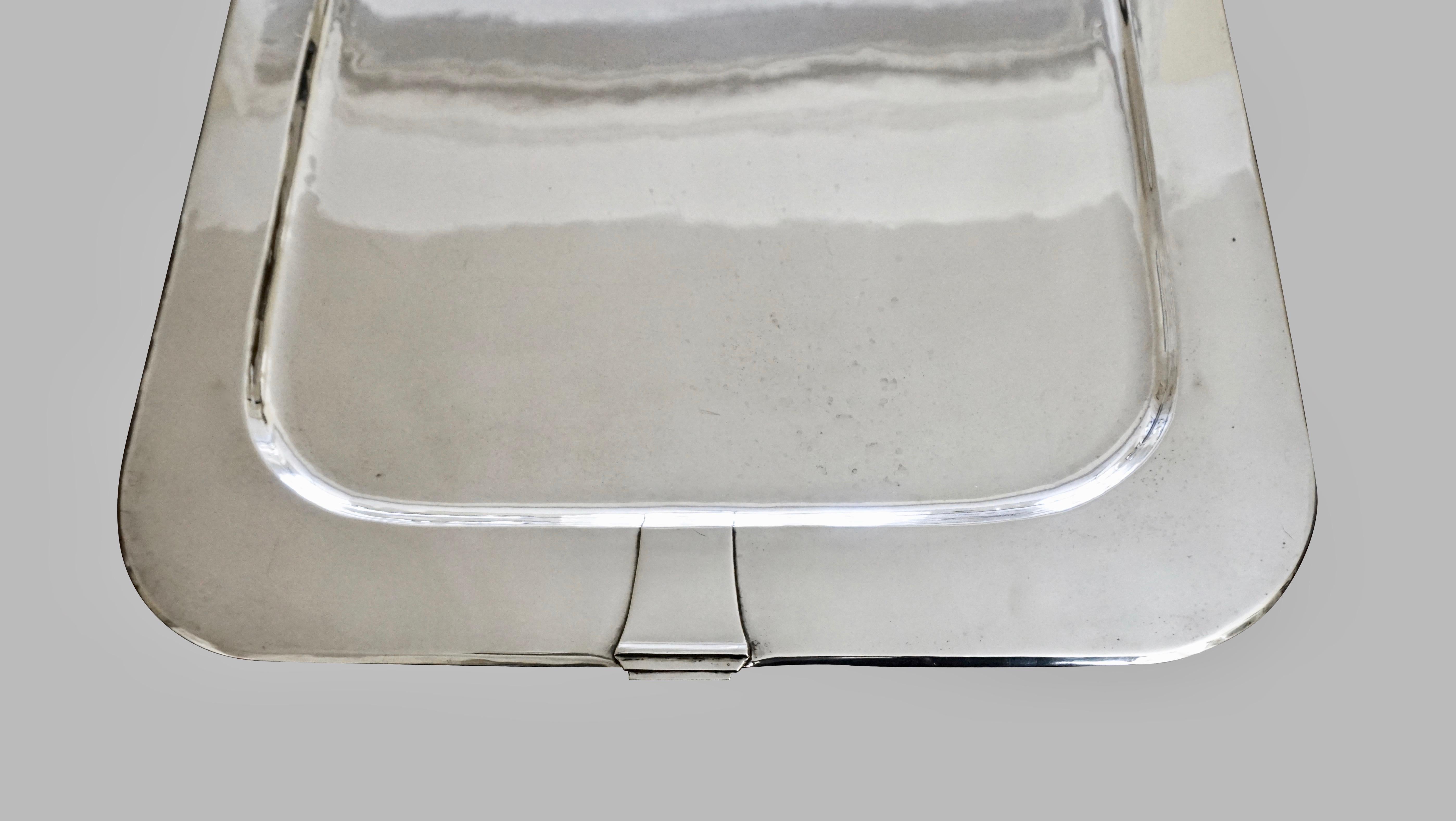 Modern Sterling Silver Tray Stamped on Verso 