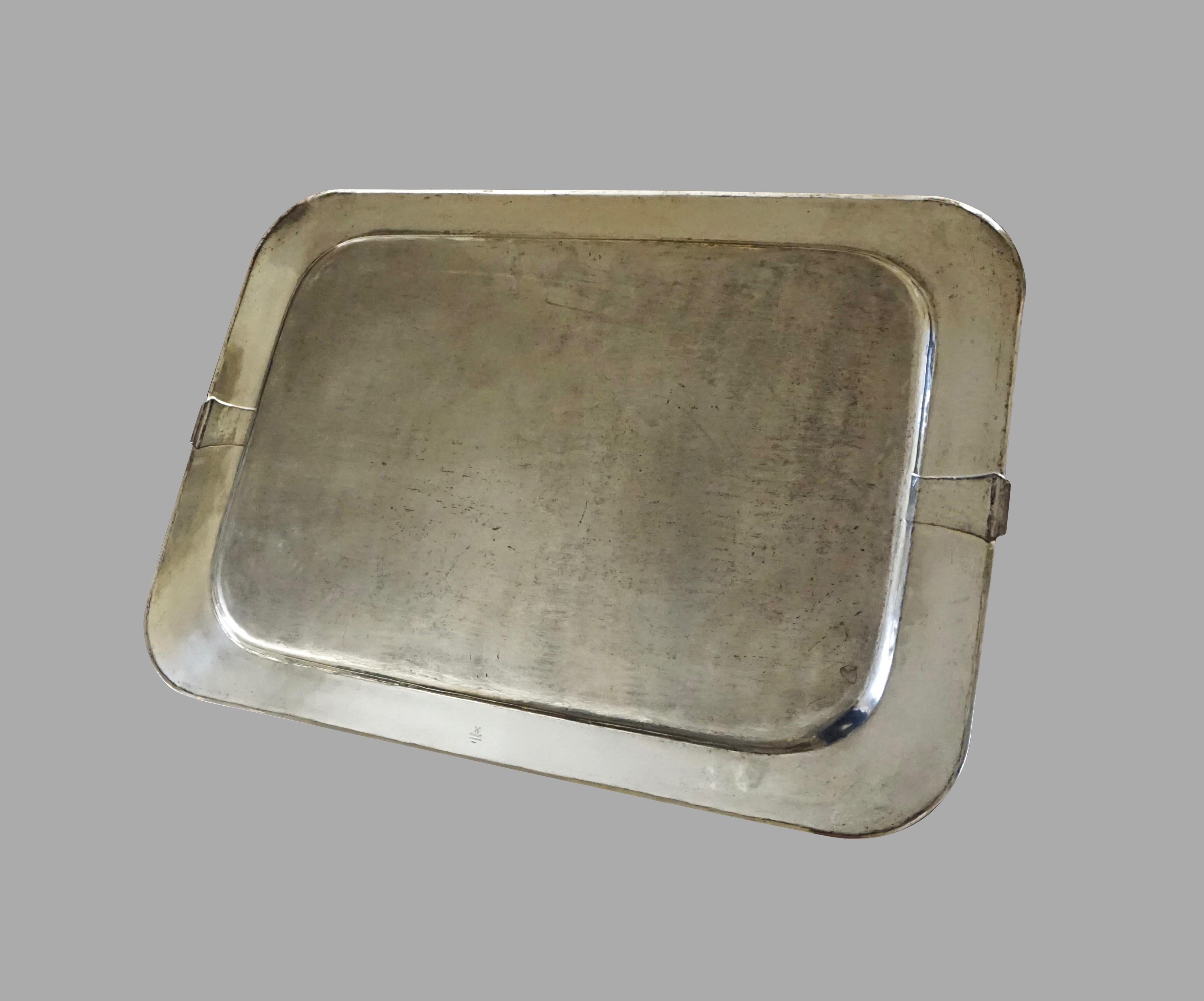 20th Century Sterling Silver Tray Stamped on Verso 