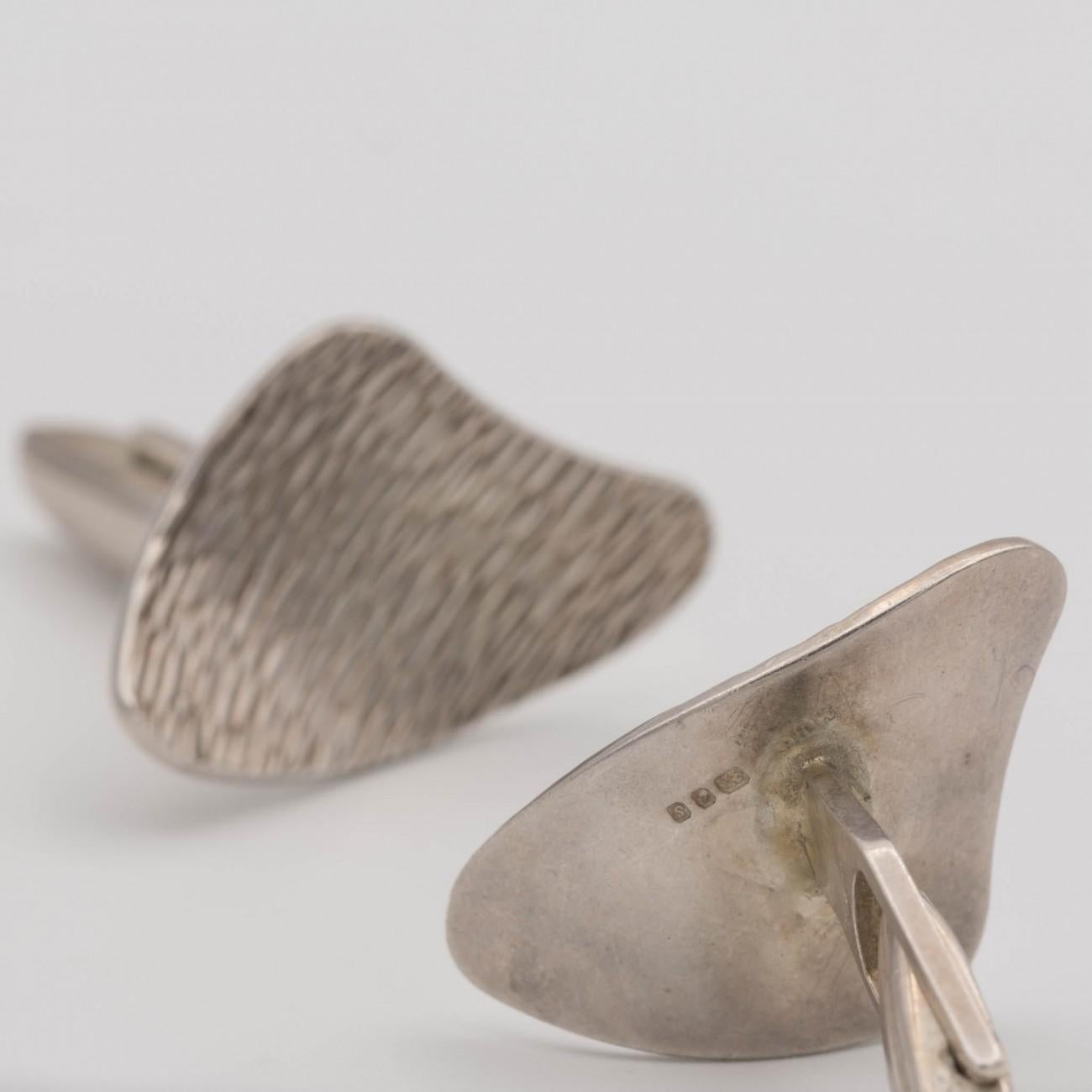 Sterling Silver 'Tree Bark' Cufflinks, 1973 In Good Condition In London, GB