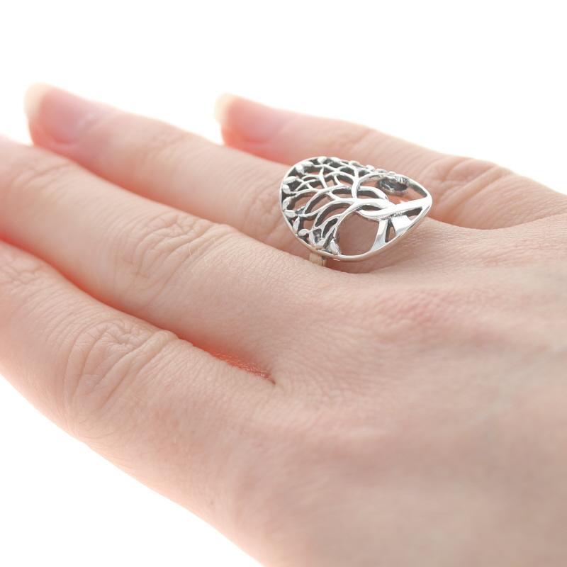 Women's Sterling Silver Tree of Life Statement Ring - 925 Family Love Woven For Sale
