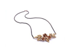 Sterling Silver Tri-Tone Floral Necklace