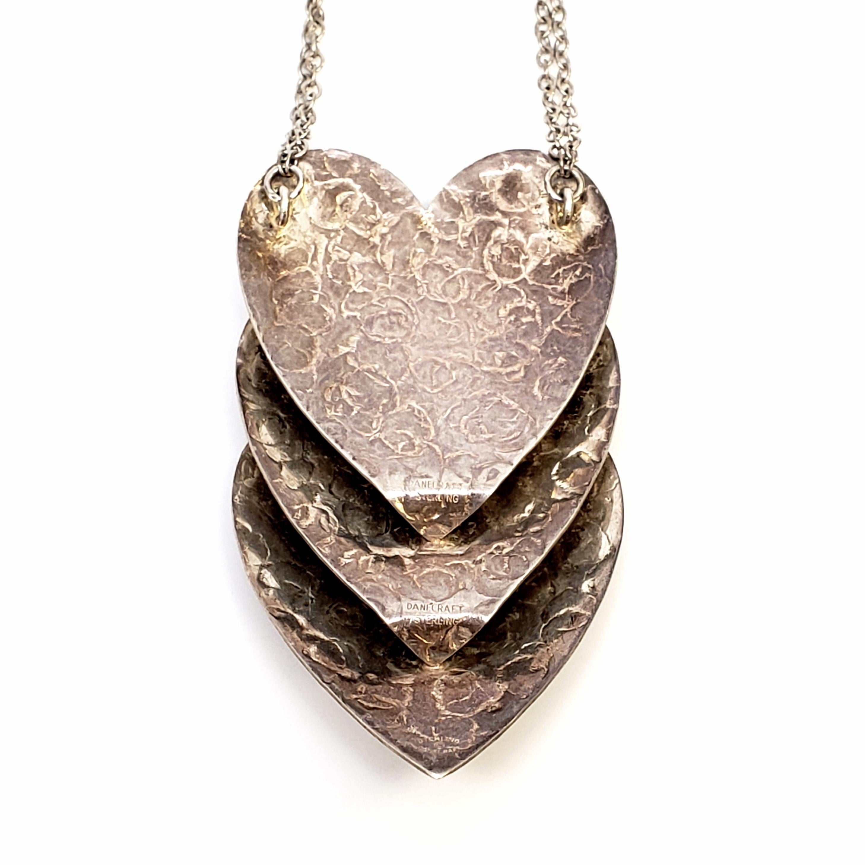 Women's Sterling Silver Triple Heart Necklace