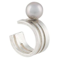 Sterling Silver Triple Line Pearl Ear cuff Earring