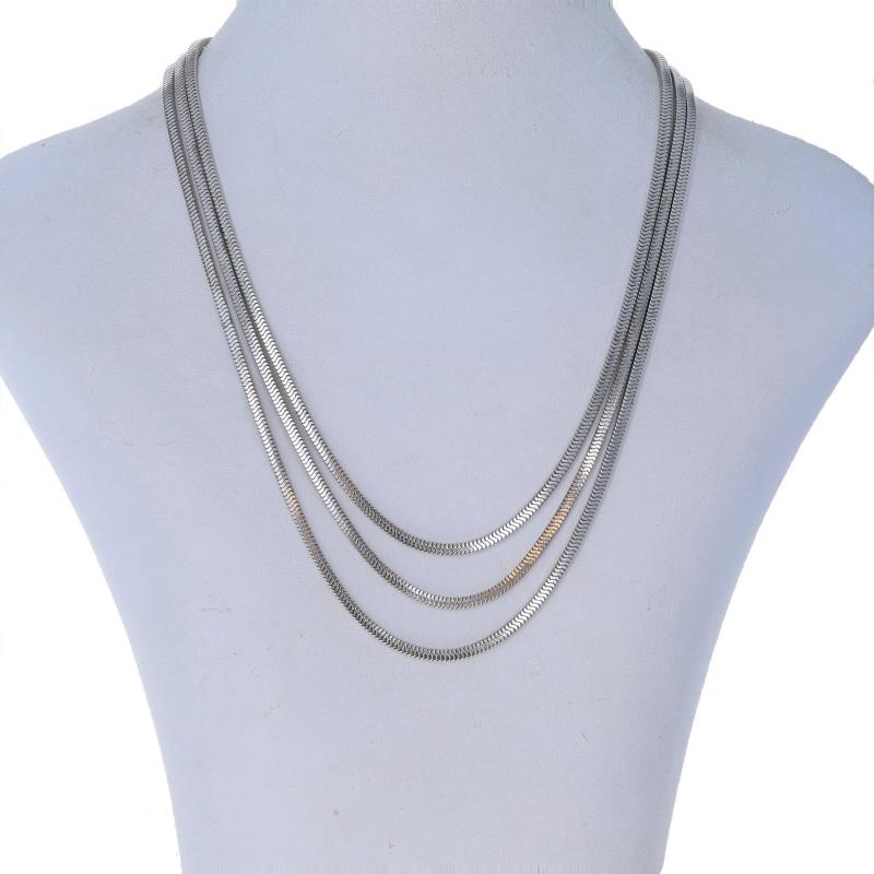 Sterling Silber Dreireihige quadratische Schlangenkette Halskette 15 1/2