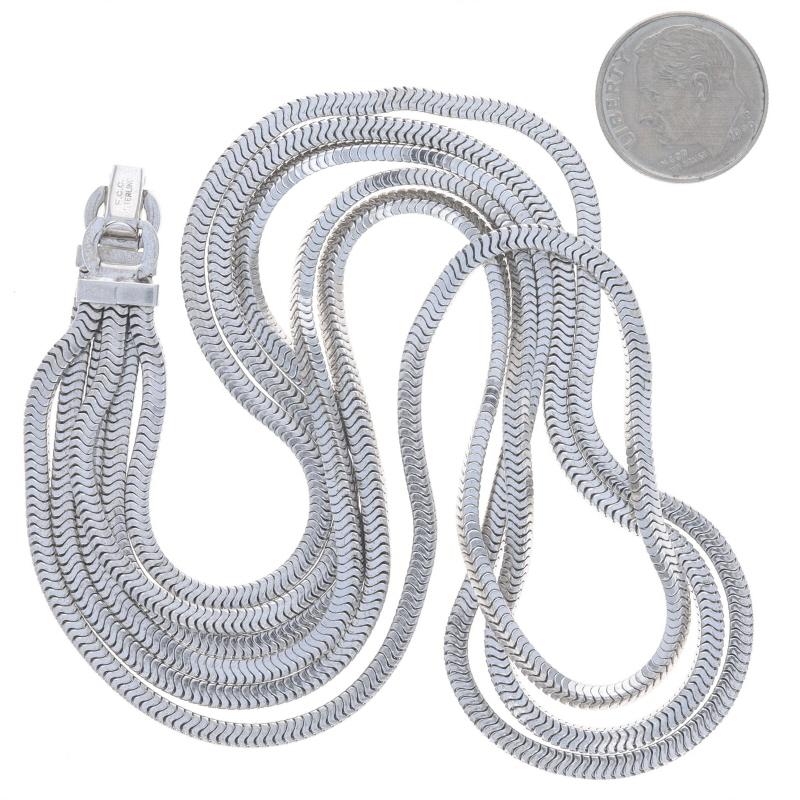 Sterling Silber Dreireihige quadratische Schlangenkette Halskette 15 1/2