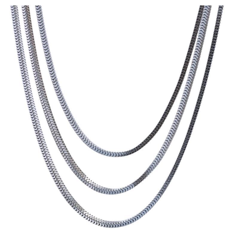 Sterling Silber Dreireihige quadratische Schlangenkette Halskette 15 1/2" - 925