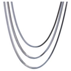 Sterling Silver Triple Strand Square Snake Chain Necklace 15 1/2" - 925