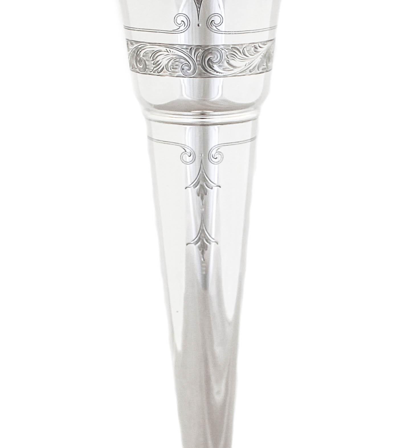 American Sterling Silver Trumpet Vase For Sale
