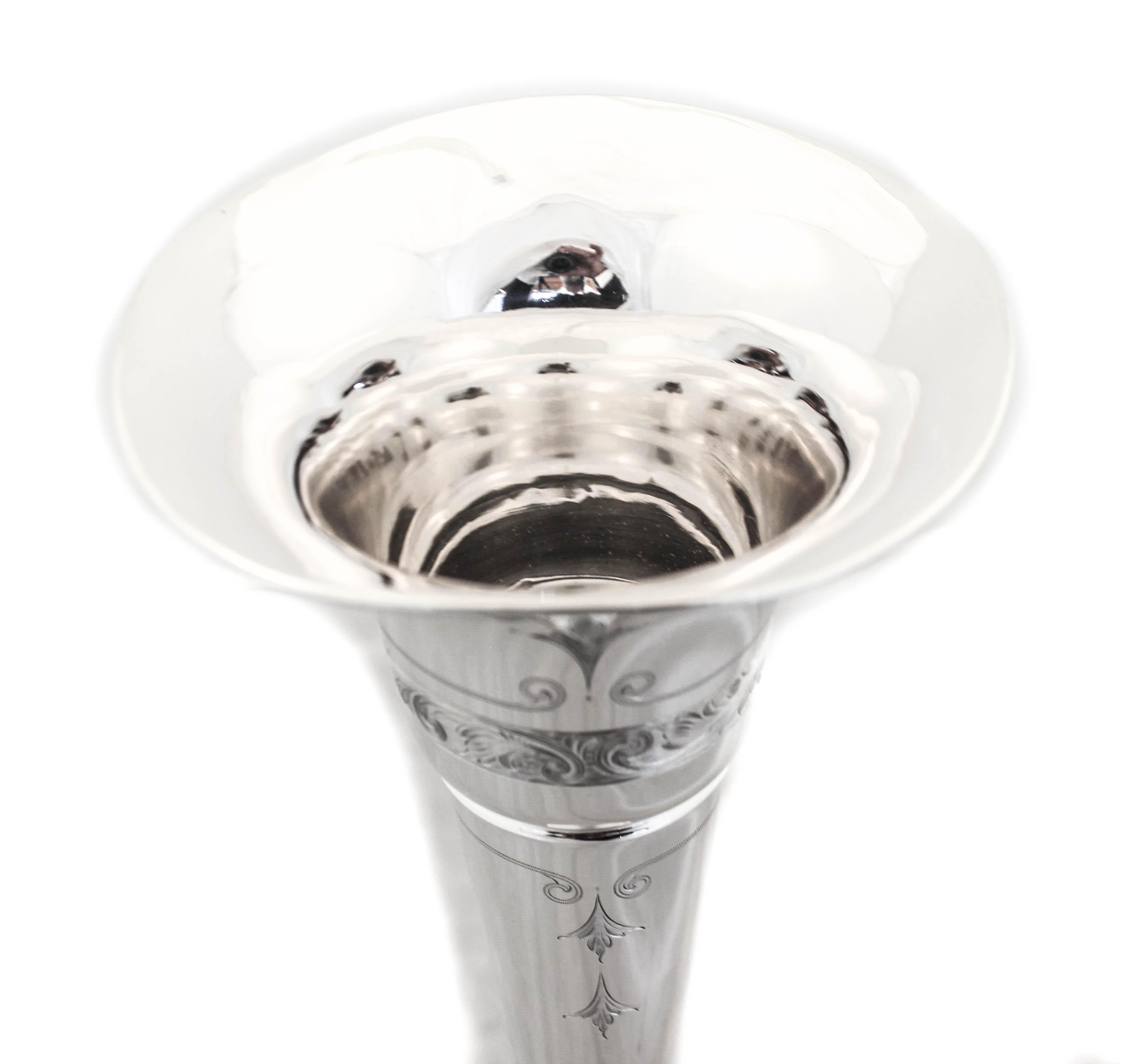 Early 20th Century Sterling Silver Trumpet Vase For Sale