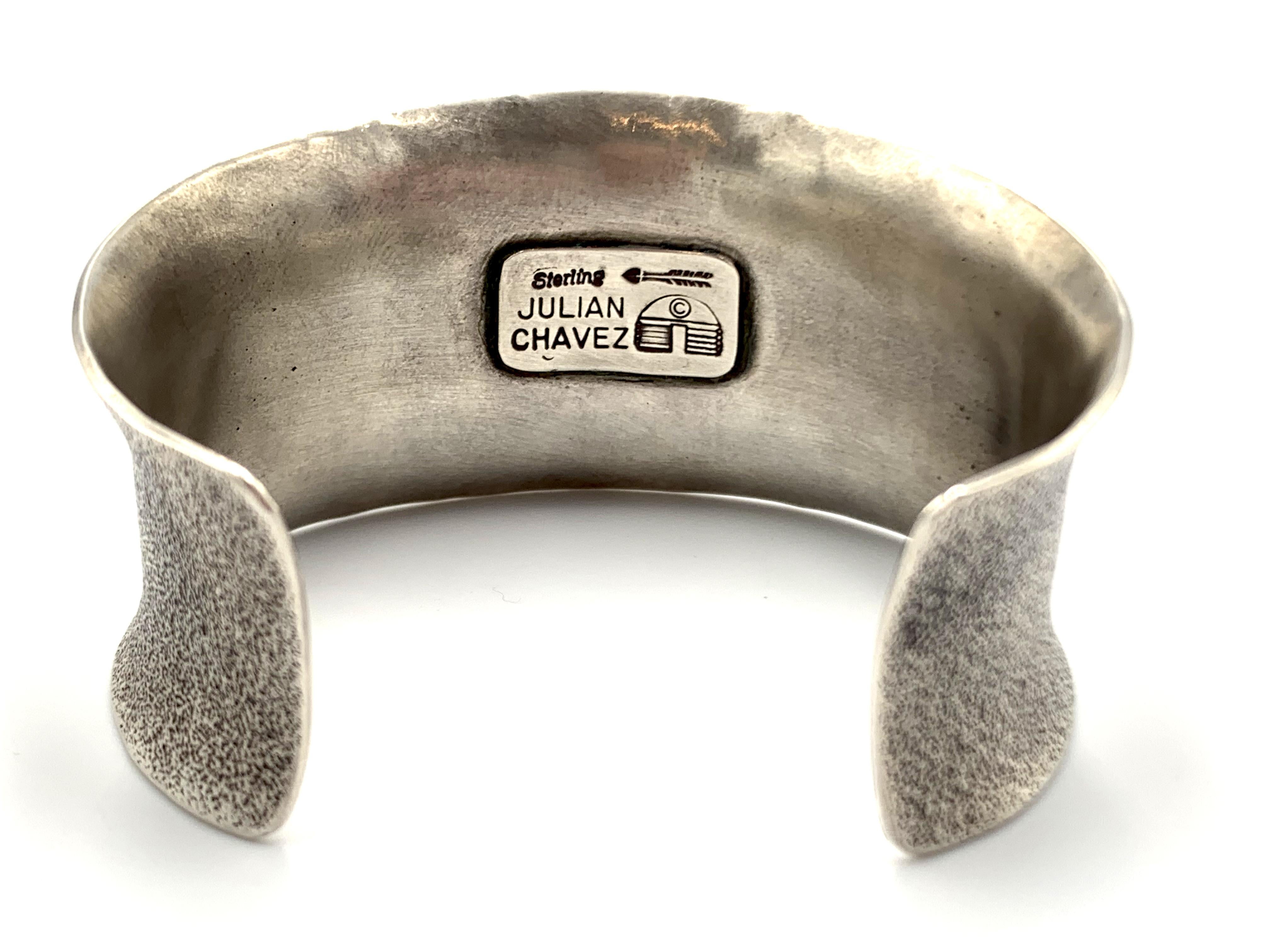 da uomo o donna Bracciale in tufo d'argento con turchesi del lago Carico di Julian Chavez in vendita