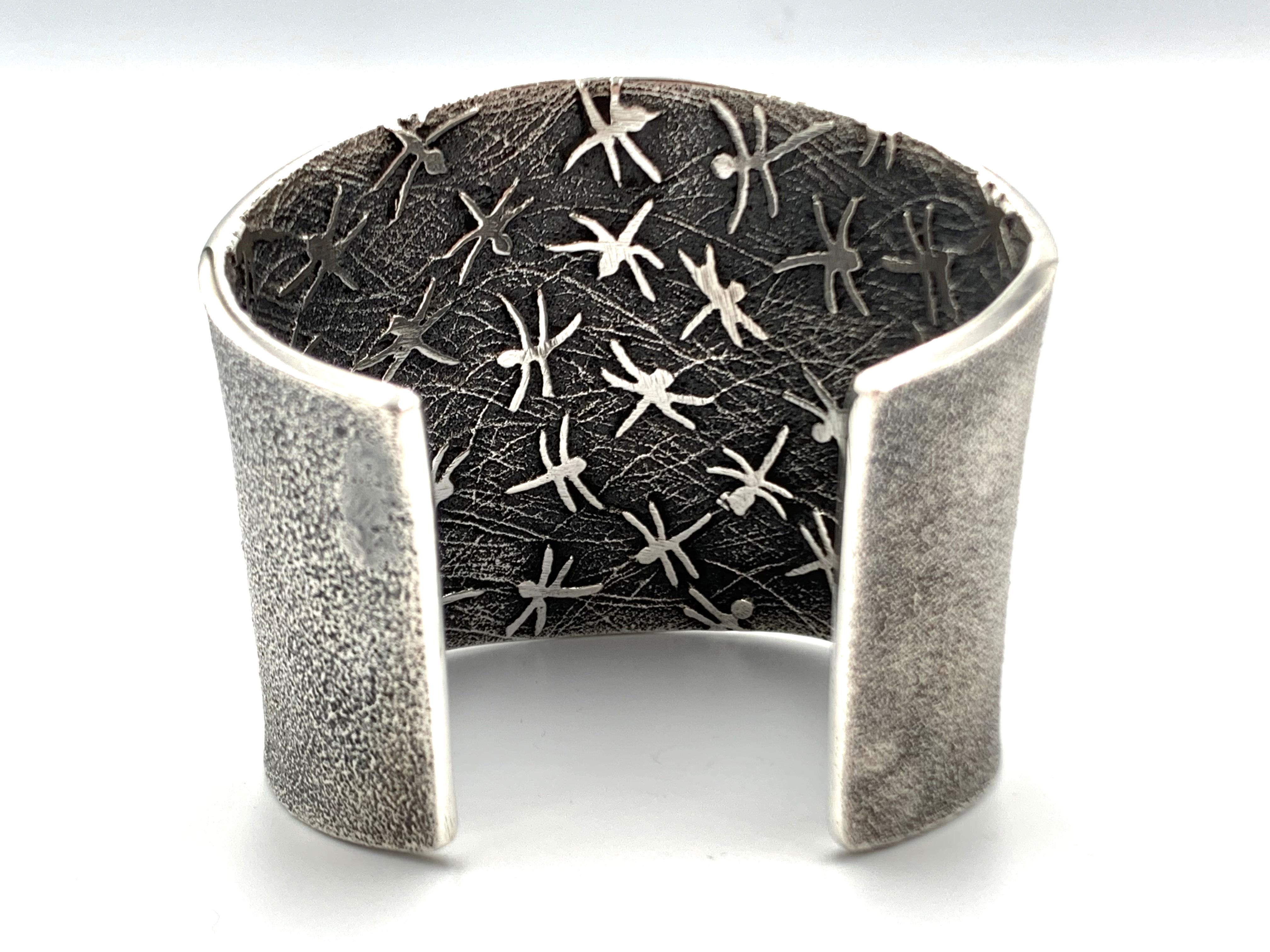 da uomo o donna Polsino in tufo d'argento con libellula e opale d'oro 18 carati di Philander Begay in vendita