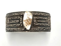 Sterling Silver Tufa Cast Cuff with Dry Creek Turquoise by Kevin Yazzie
