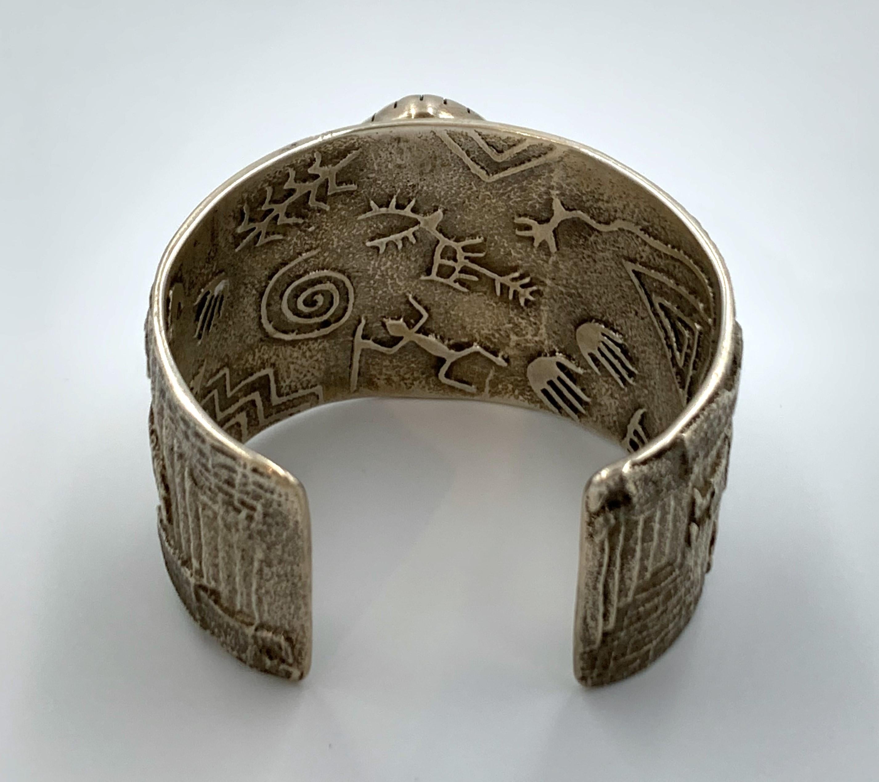 tufa cast silver cuff bracelet with lander turquoise spider price