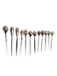 Sterling Silver Tulip & Floral Cocktail Picks Set Of 12 #22733