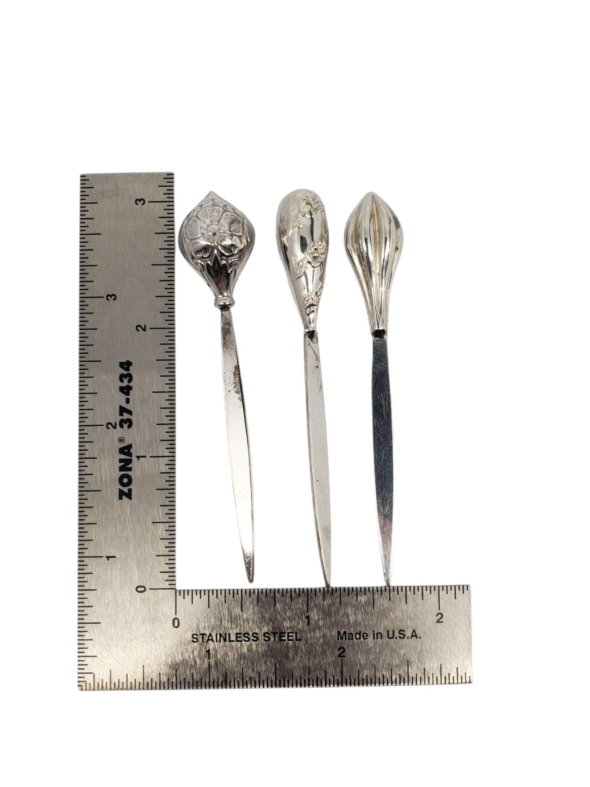 Set di 12 stuzzicadenti da cocktail in argento sterling con tulipani e fiori #22733 in vendita 1