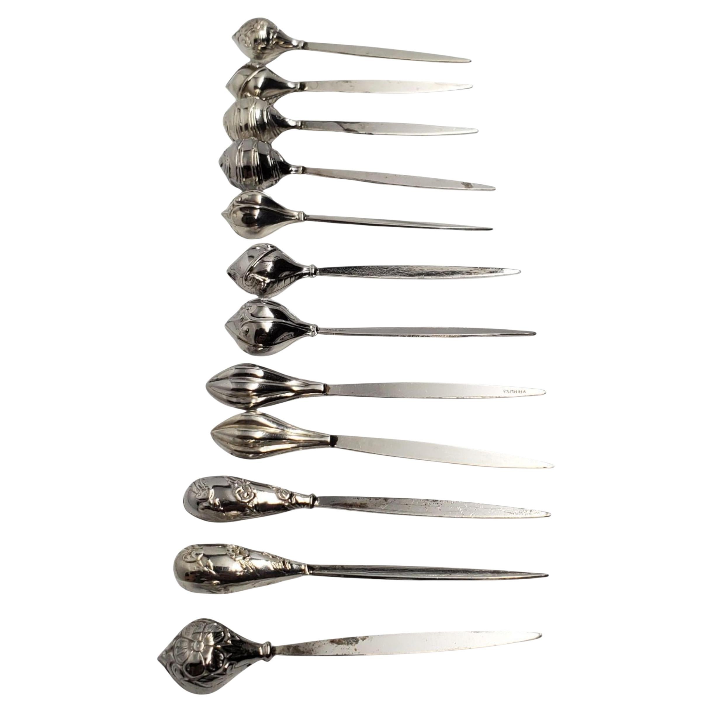 Set di 12 stuzzicadenti da cocktail in argento sterling con tulipani e fiori #22733