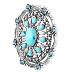 Sterling Silver Turquoise and London Blue Topaz Statement Pendant Enhancer