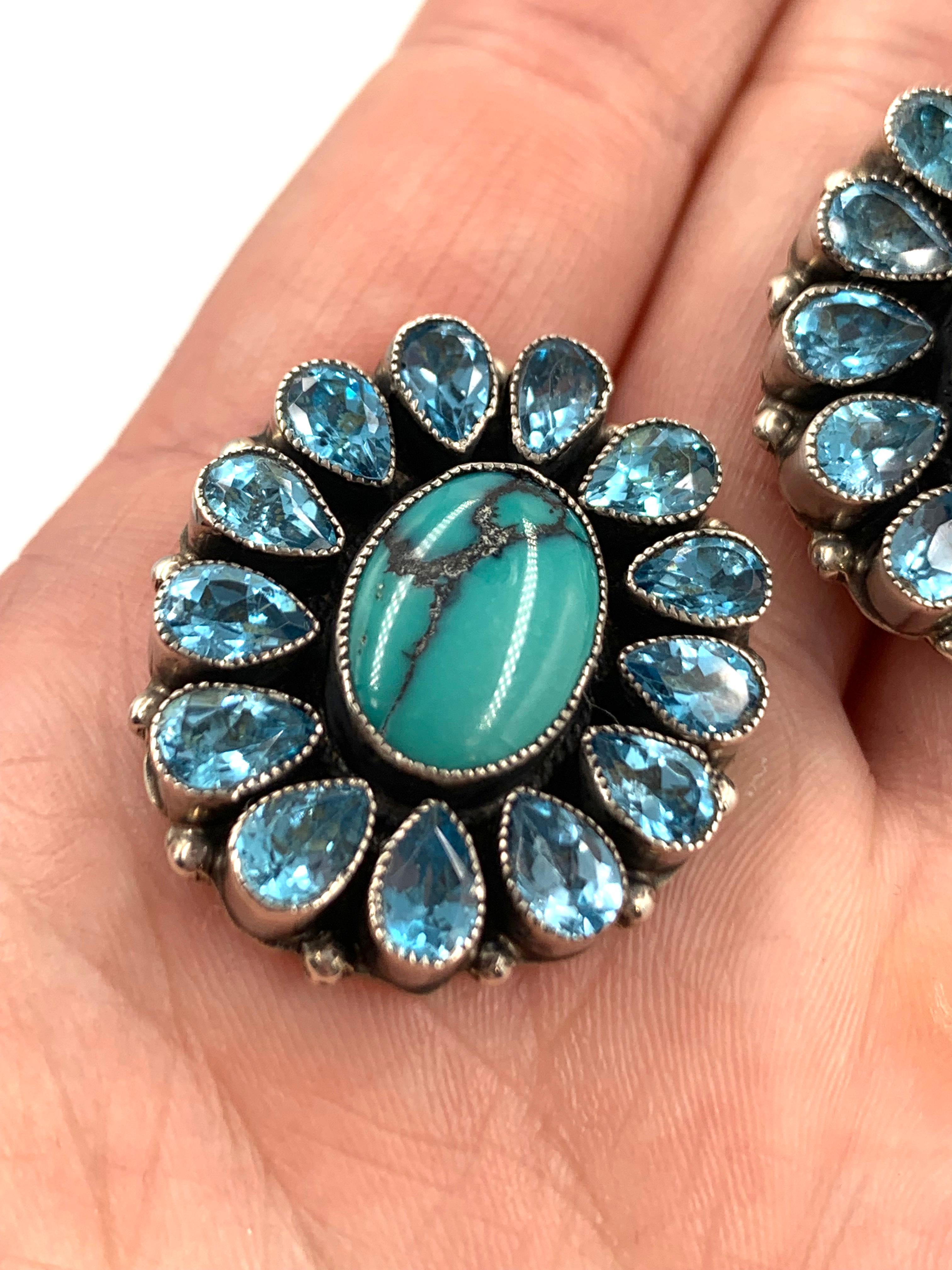 Orecchini a perno in argento 925 con turchese e topazio di Leo Feeney In condizioni Nuovo in vendita a Scottsdale, AZ
