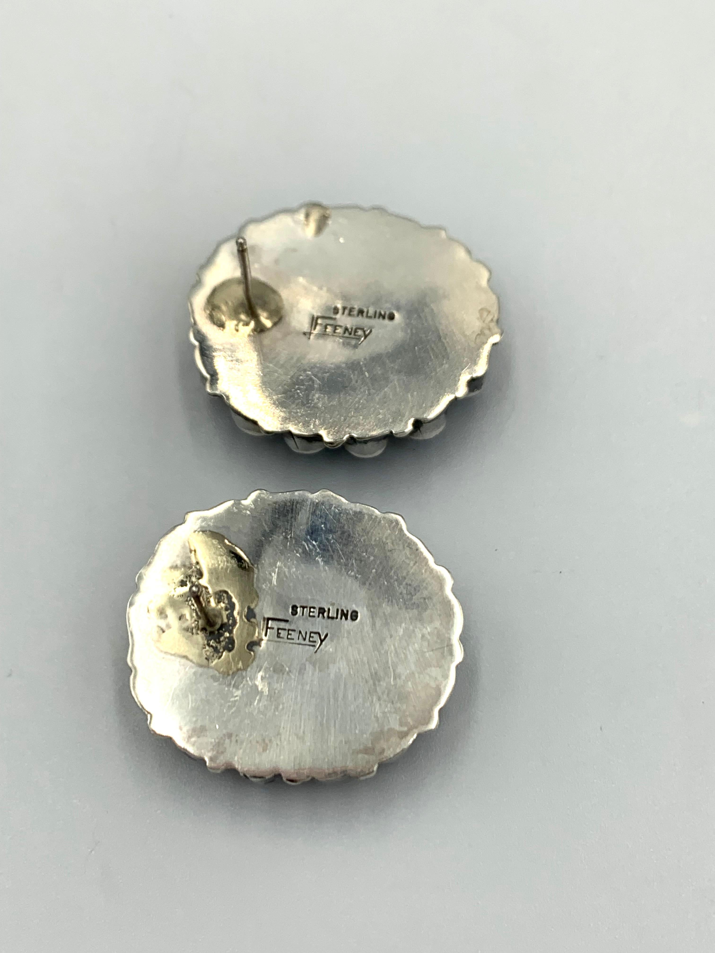 Orecchini a perno in argento 925 con turchese e topazio di Leo Feeney in vendita 1