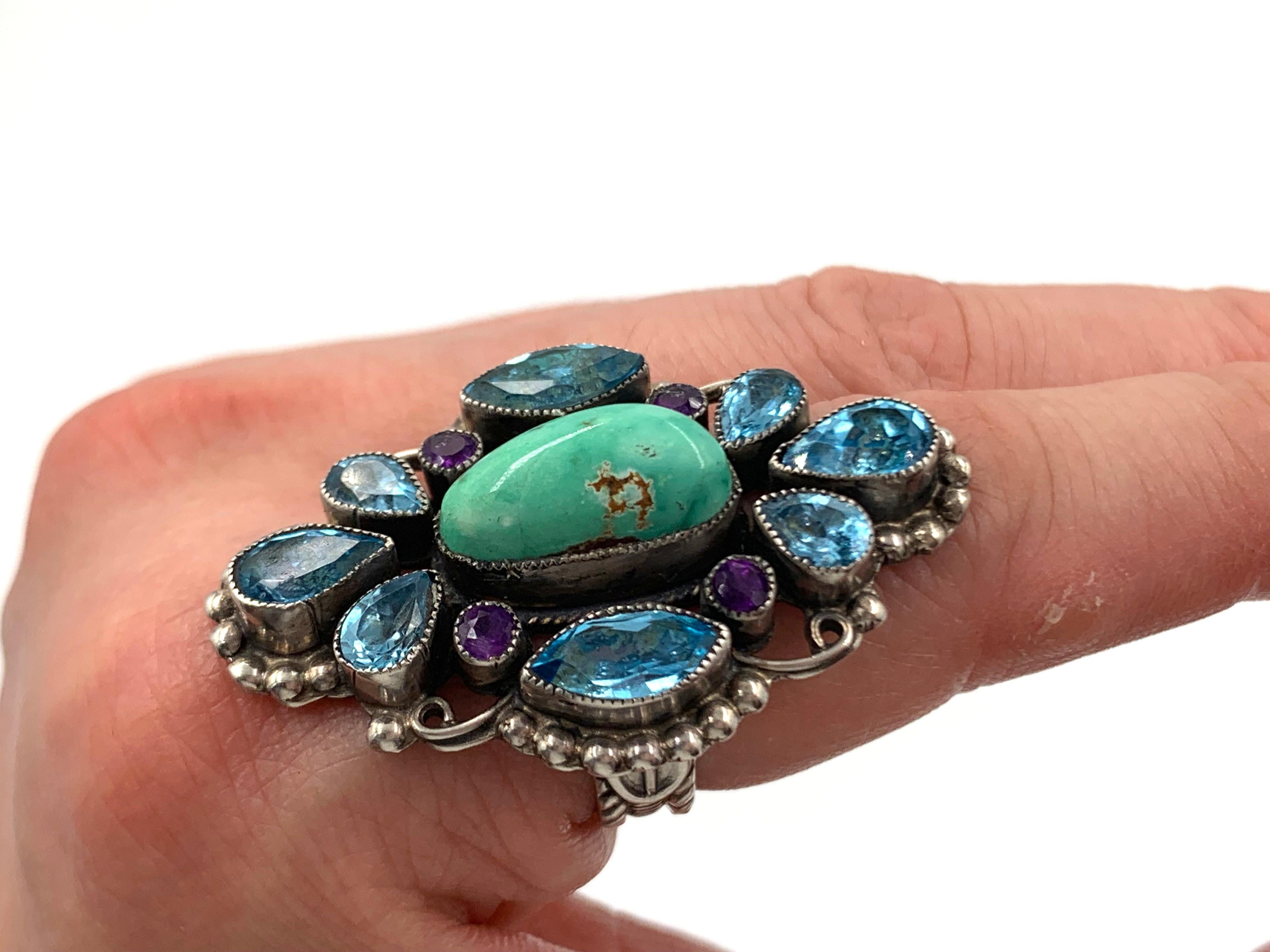 Sterling Silber Türkis und Topas Ring Größe 7 ¼ von Leo Feeney (Indigene Kunst (Nord-/Südamerika)) im Angebot