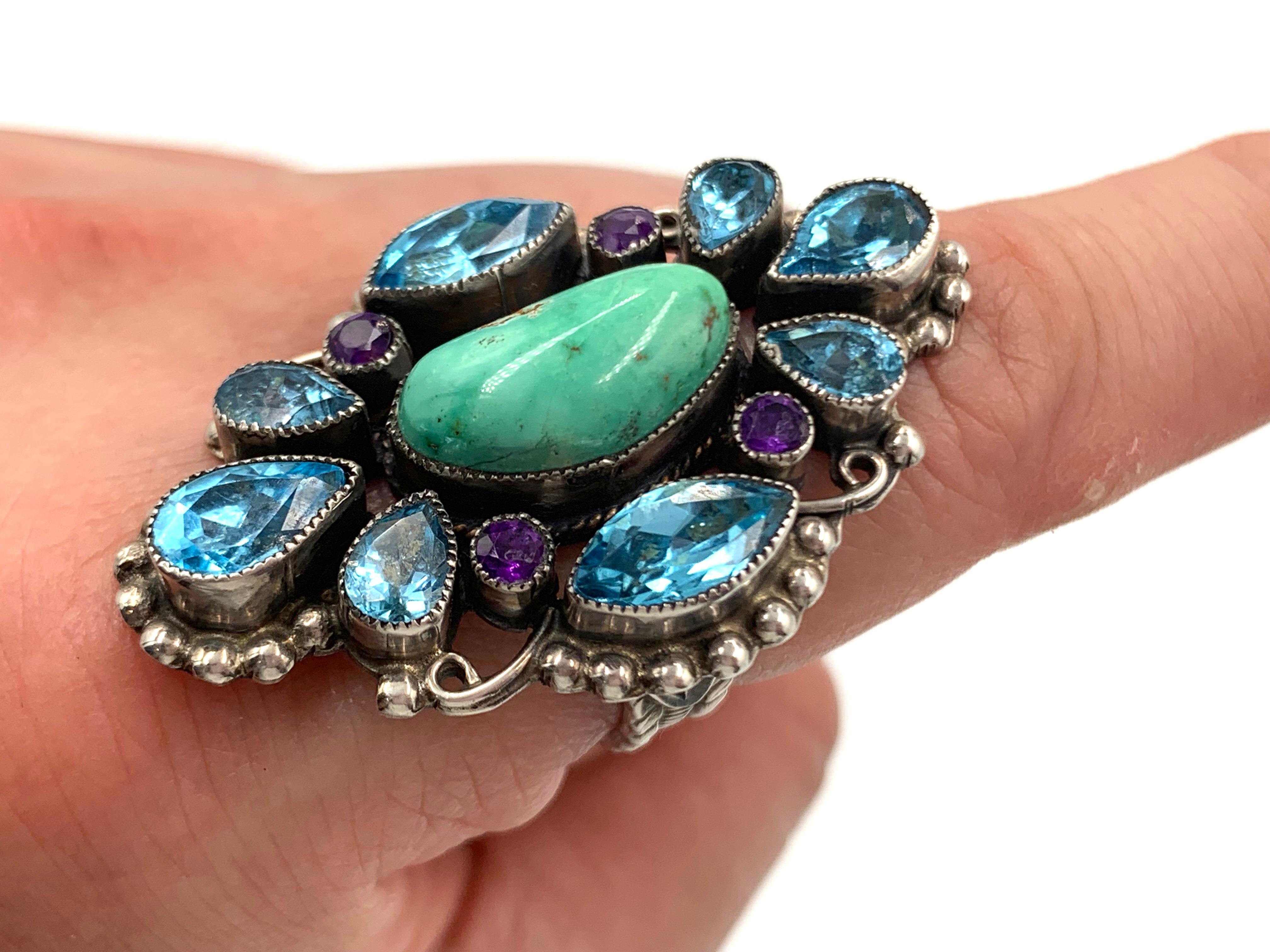 Sterling Silber Türkis und Topas Ring Größe 7 ¼ von Leo Feeney im Zustand „Neu“ im Angebot in Scottsdale, AZ