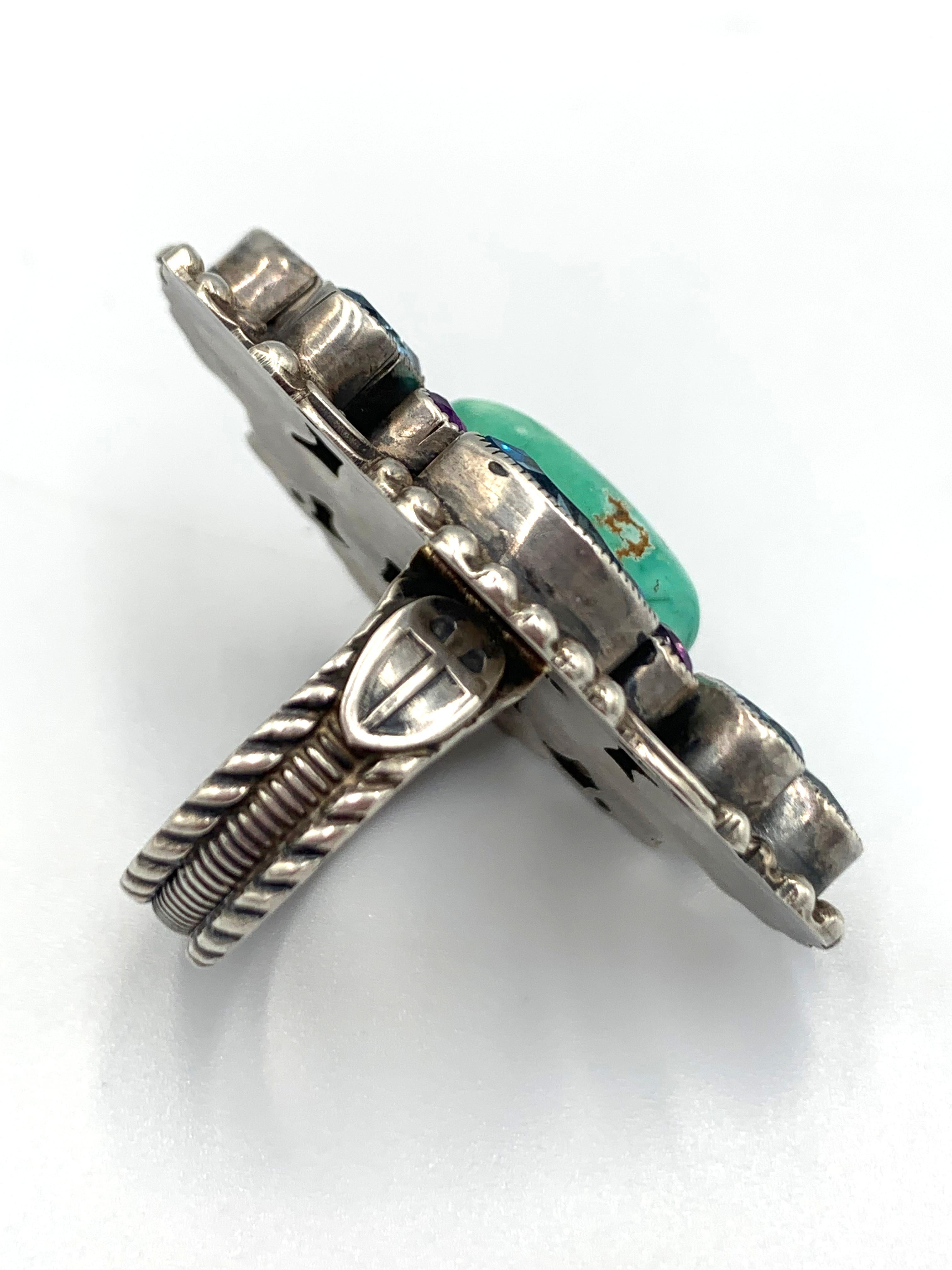 Sterling Silber Türkis und Topas Ring Größe 7 ¼ von Leo Feeney im Angebot 1