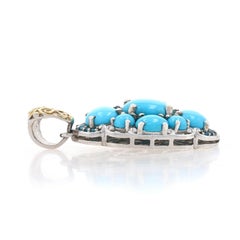 Sterling Silver Turquoise & Apatite Cluster Halo Pendant 925 Gold Plated