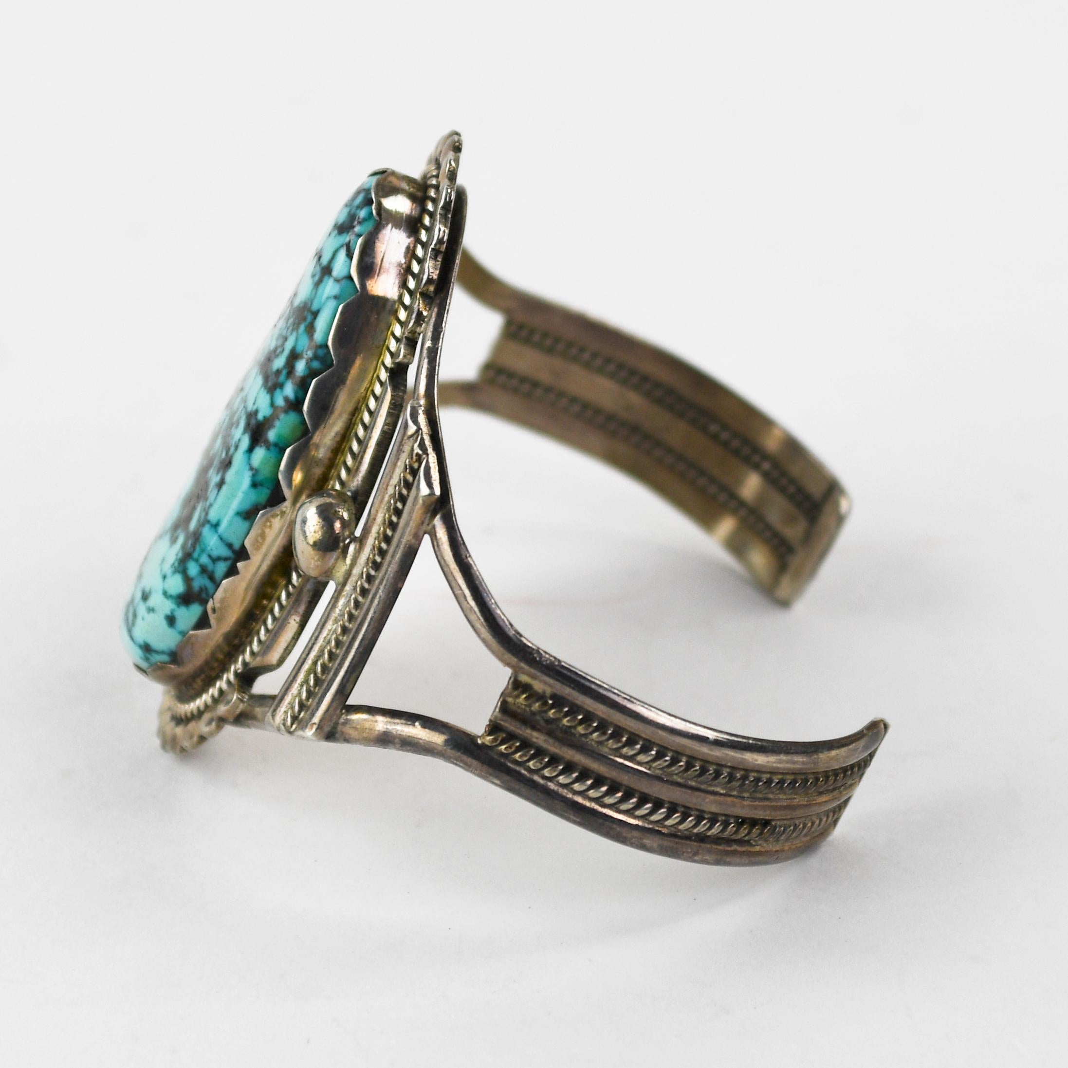 Bracelet en argent sterling avec turquoise 34.4g Unisexe en vente