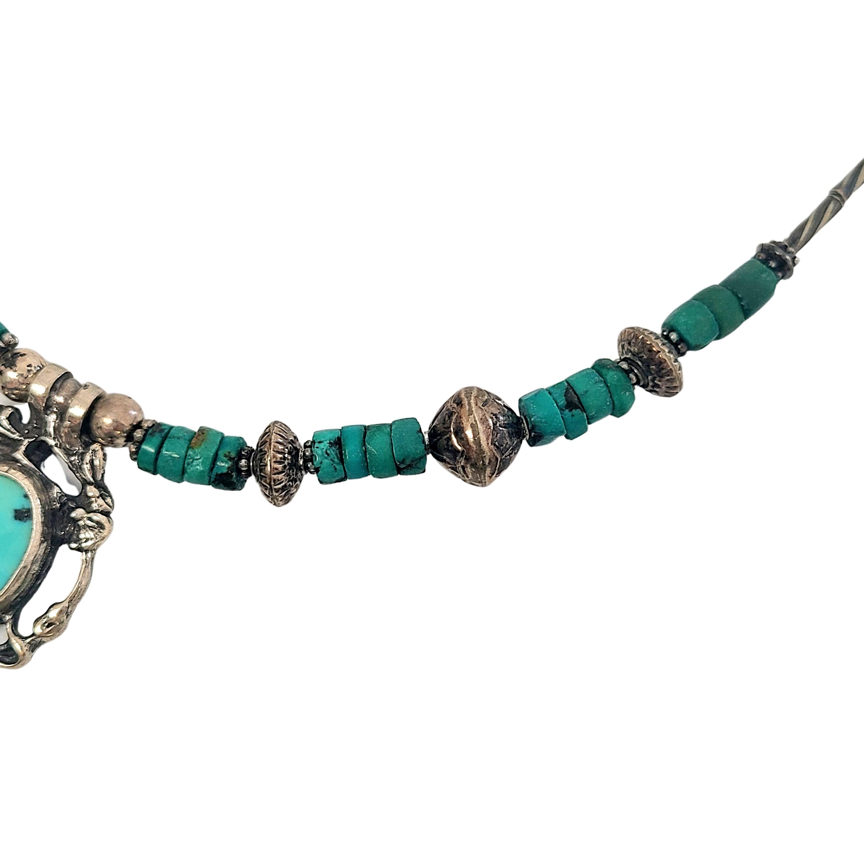 Sterling Silver Turquoise Bead Pendant Necklace im Zustand „Gut“ im Angebot in Washington Depot, CT