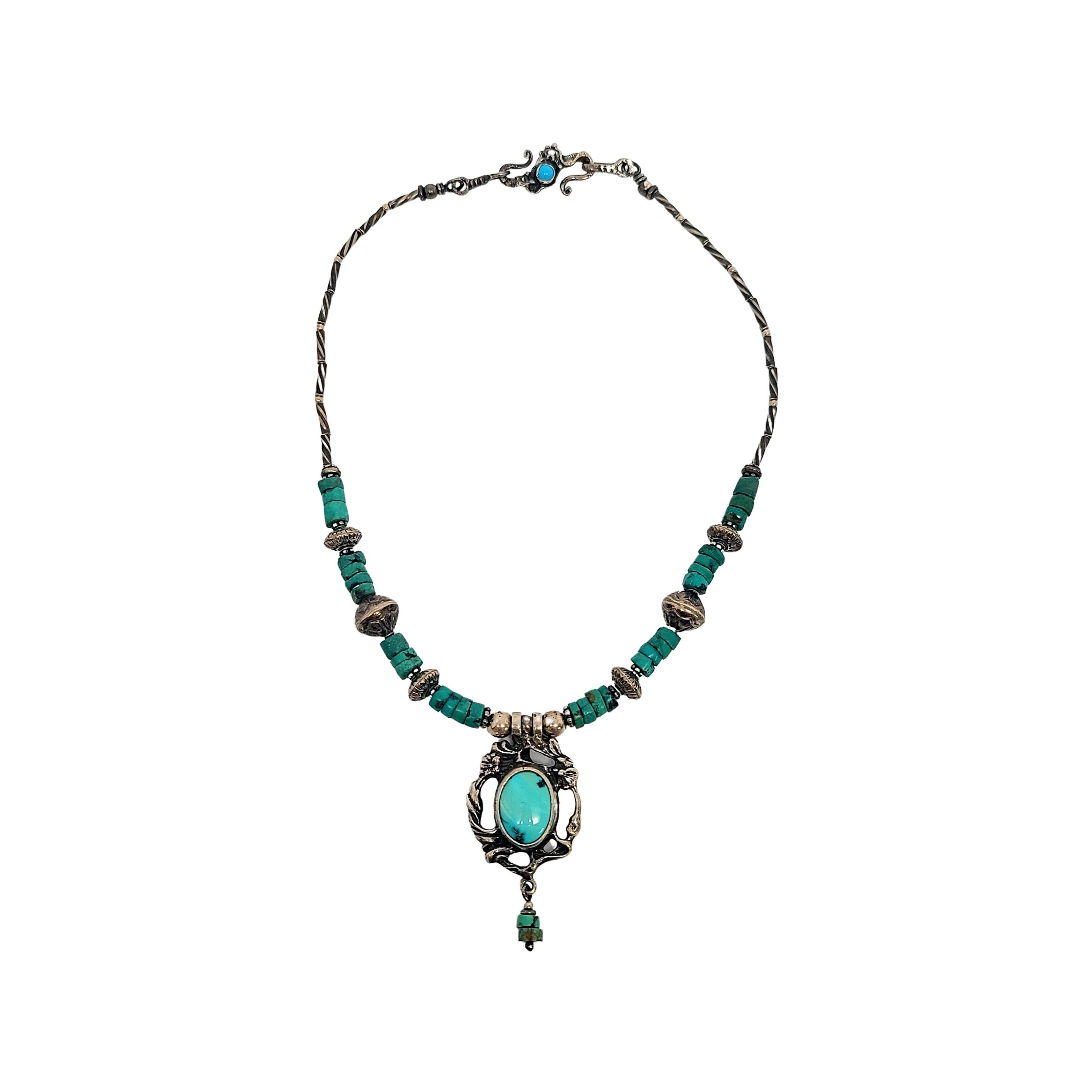 Sterling Silver Turquoise Bead Pendant Necklace im Angebot