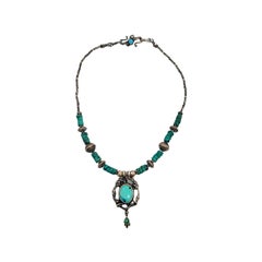 Sterling Silver Turquoise Bead Pendant Necklace