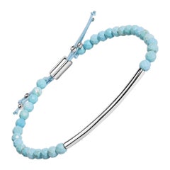 Sterling Silver Turquoise Beads Station Bracelet with Bolo Clasp