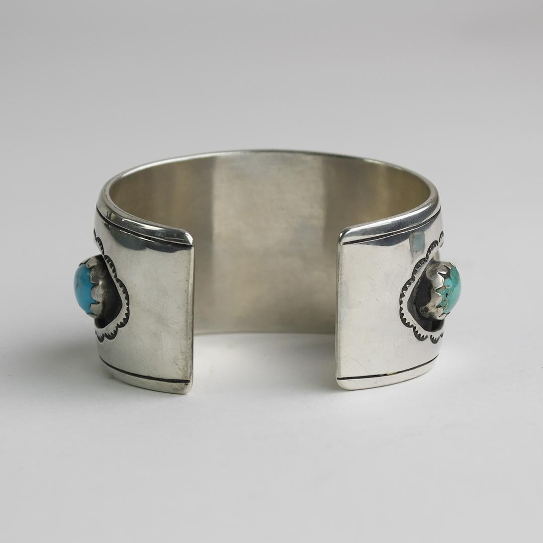 Bracciale in argento con turchese e castone In condizioni ottime in vendita a Laguna Beach, CA