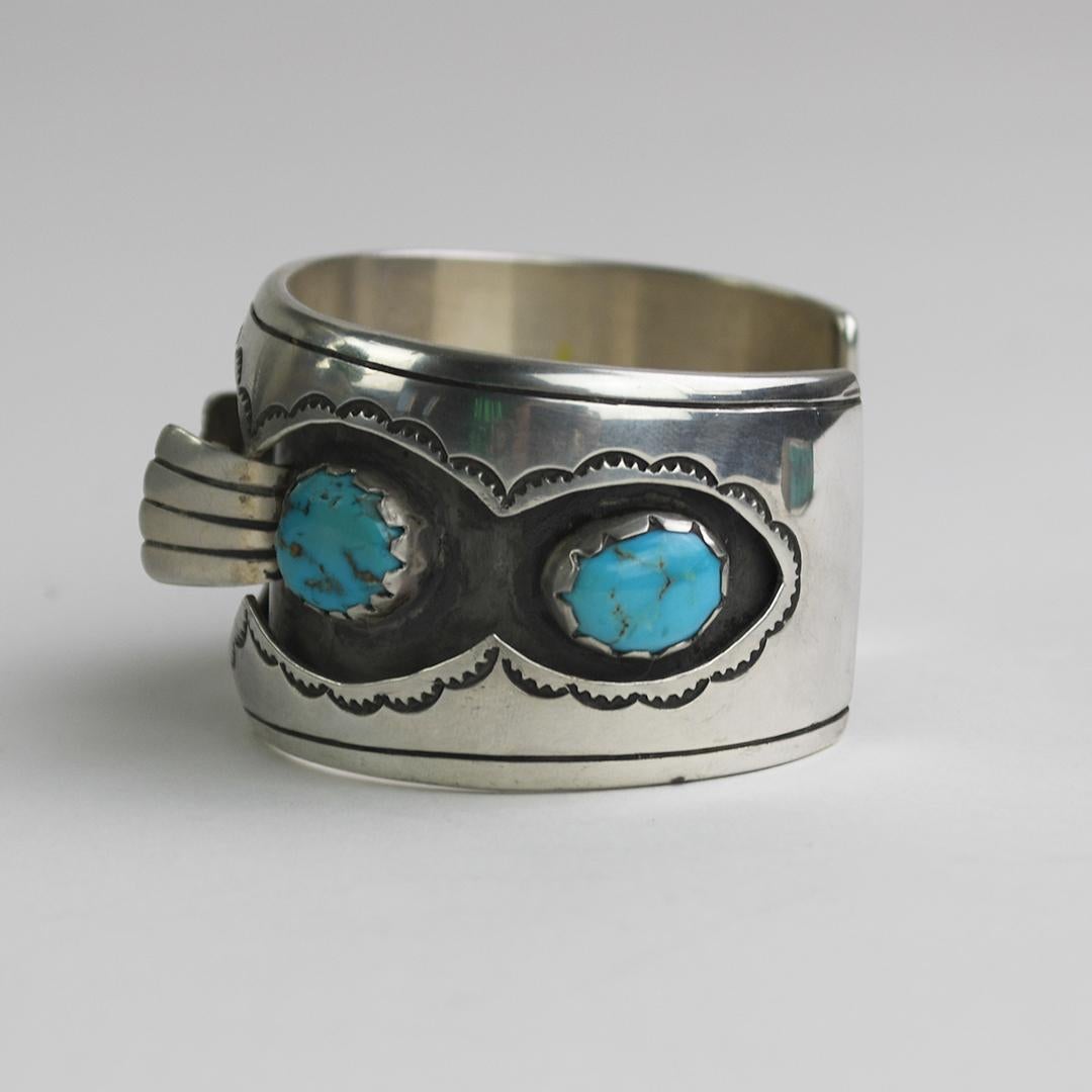 da uomo o donna Bracciale in argento con turchese e castone in vendita