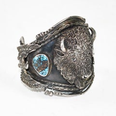 Pulsera Búfalo Turquesa Plata de Ley 6,65ozt