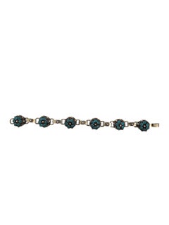 Sterling Silver Turquoise Cluster Link Bracelet #21567