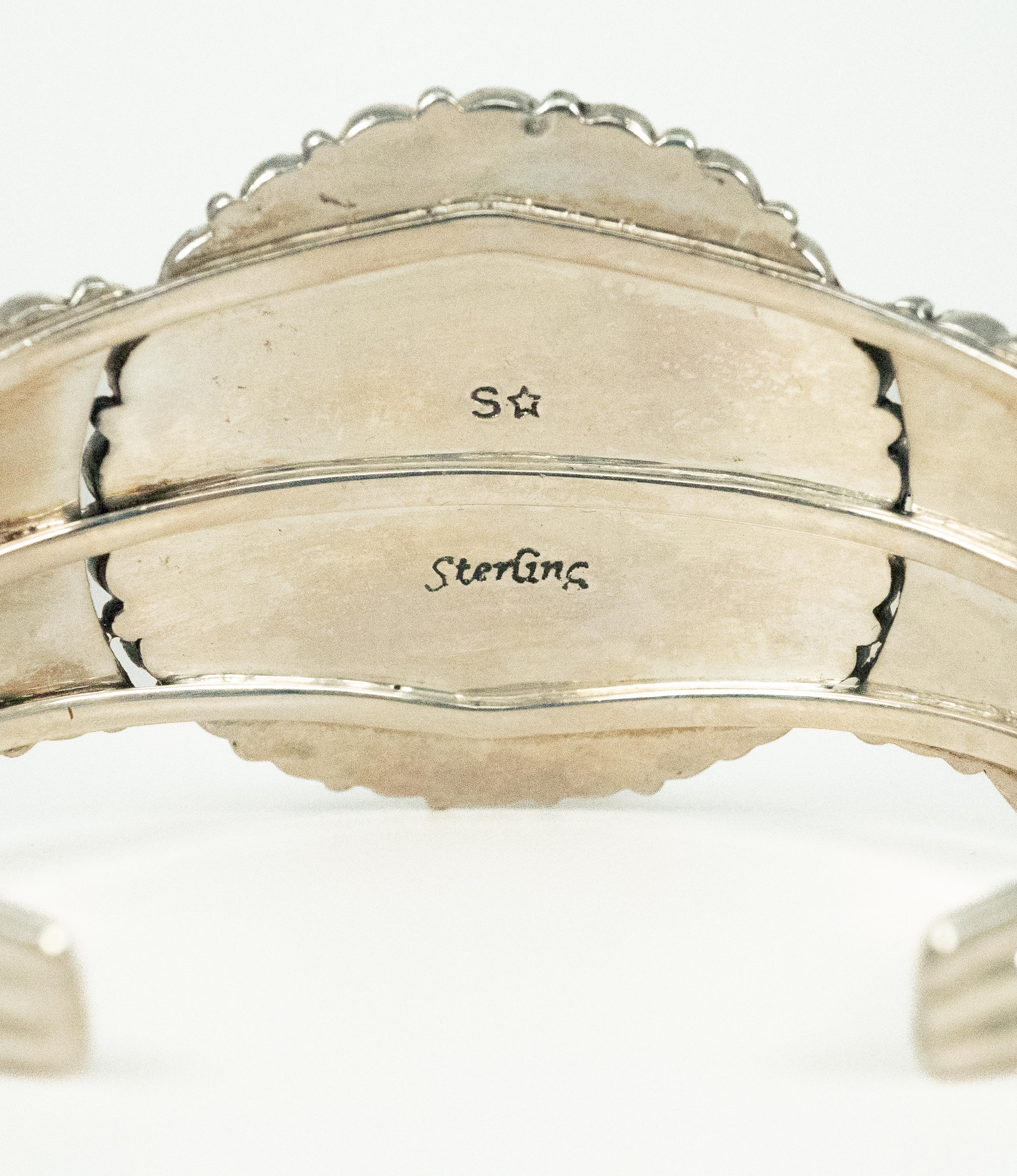 Sterling Silber Türkis Korallen Manschettenknopf Armband für Damen oder Herren im Angebot