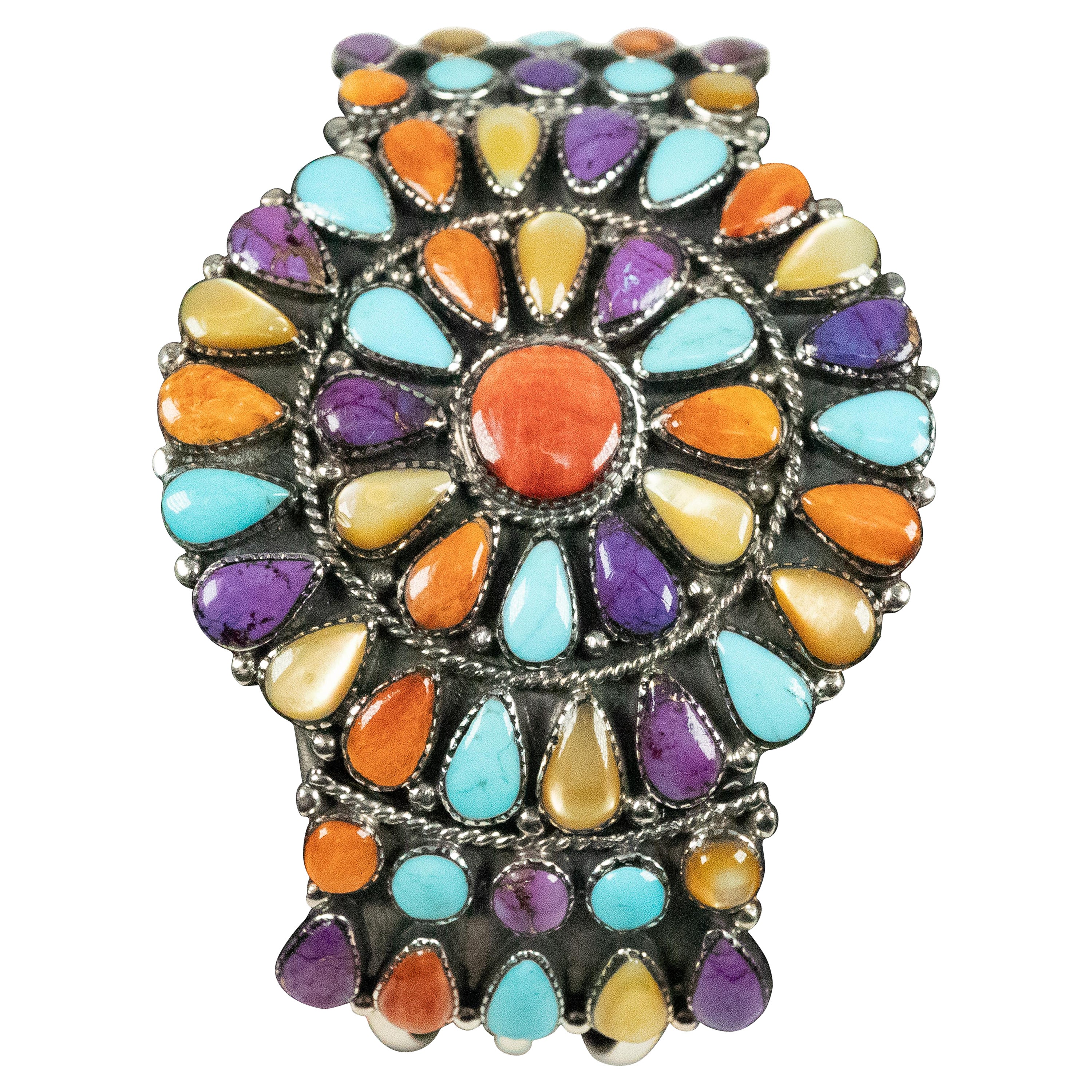 Sterling Silver Turquoise Coral Cuff bracelet