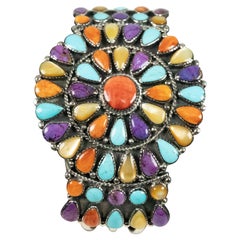 Sterling Silver Turquoise Coral Cuff bracelet