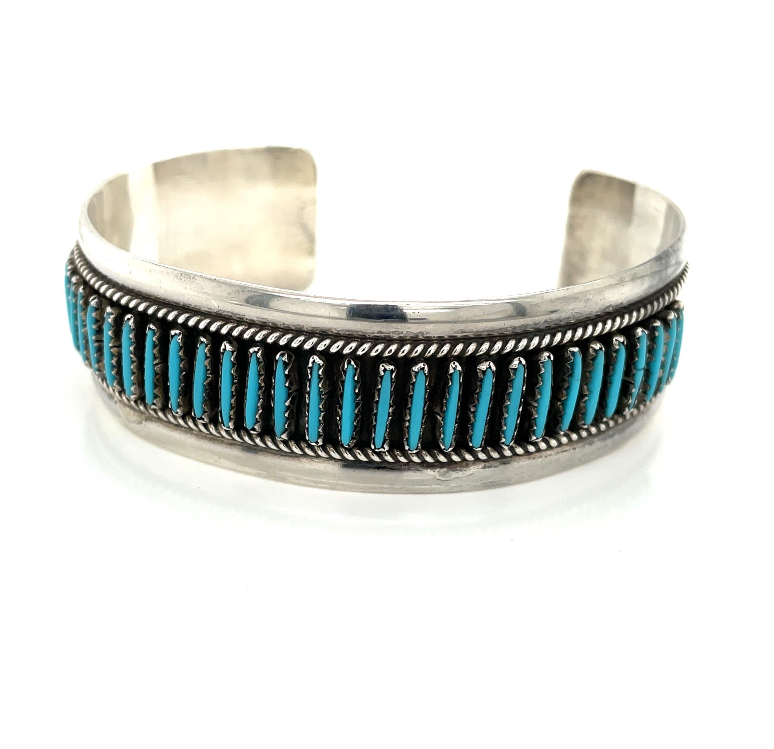 Native American Sterling Silver Turquoise Cuff Bracelet