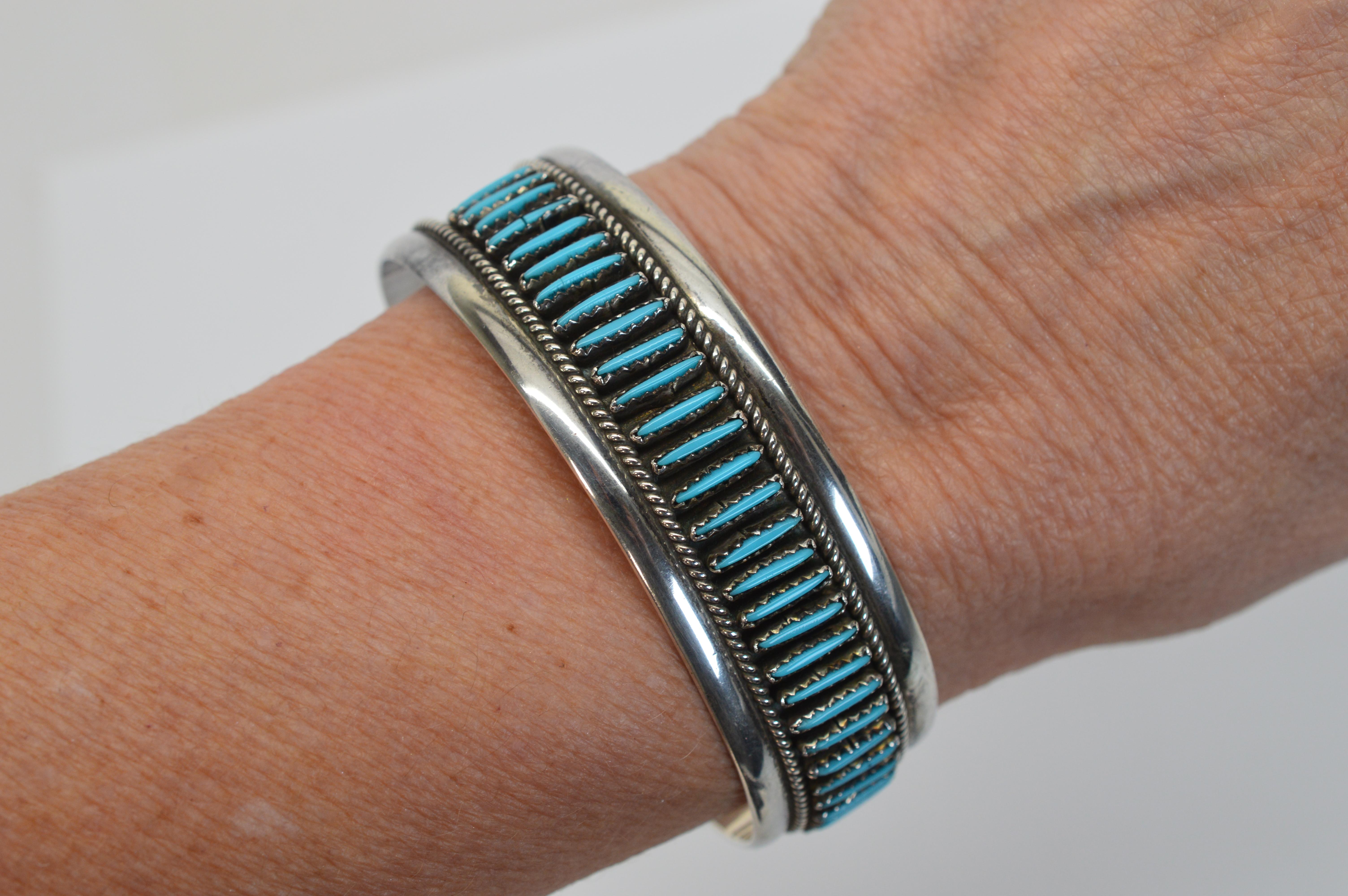 Manschettenarmband aus Sterlingsilber mit Türkis für Damen oder Herren