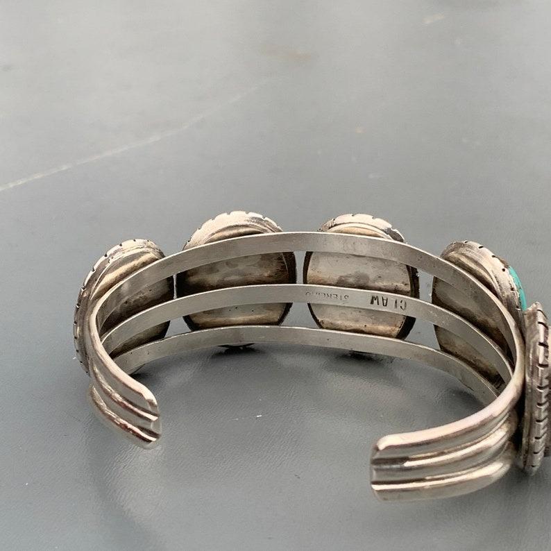 Navajo Sterling Silver Turquoise Cuff Bracelet For Sale 1
