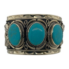 Vintage Sterling Silver Turquoise Cuff Bracelet