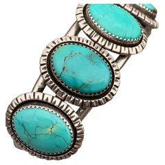 Navajo Sterling Silver Turquoise Cuff Bracelet