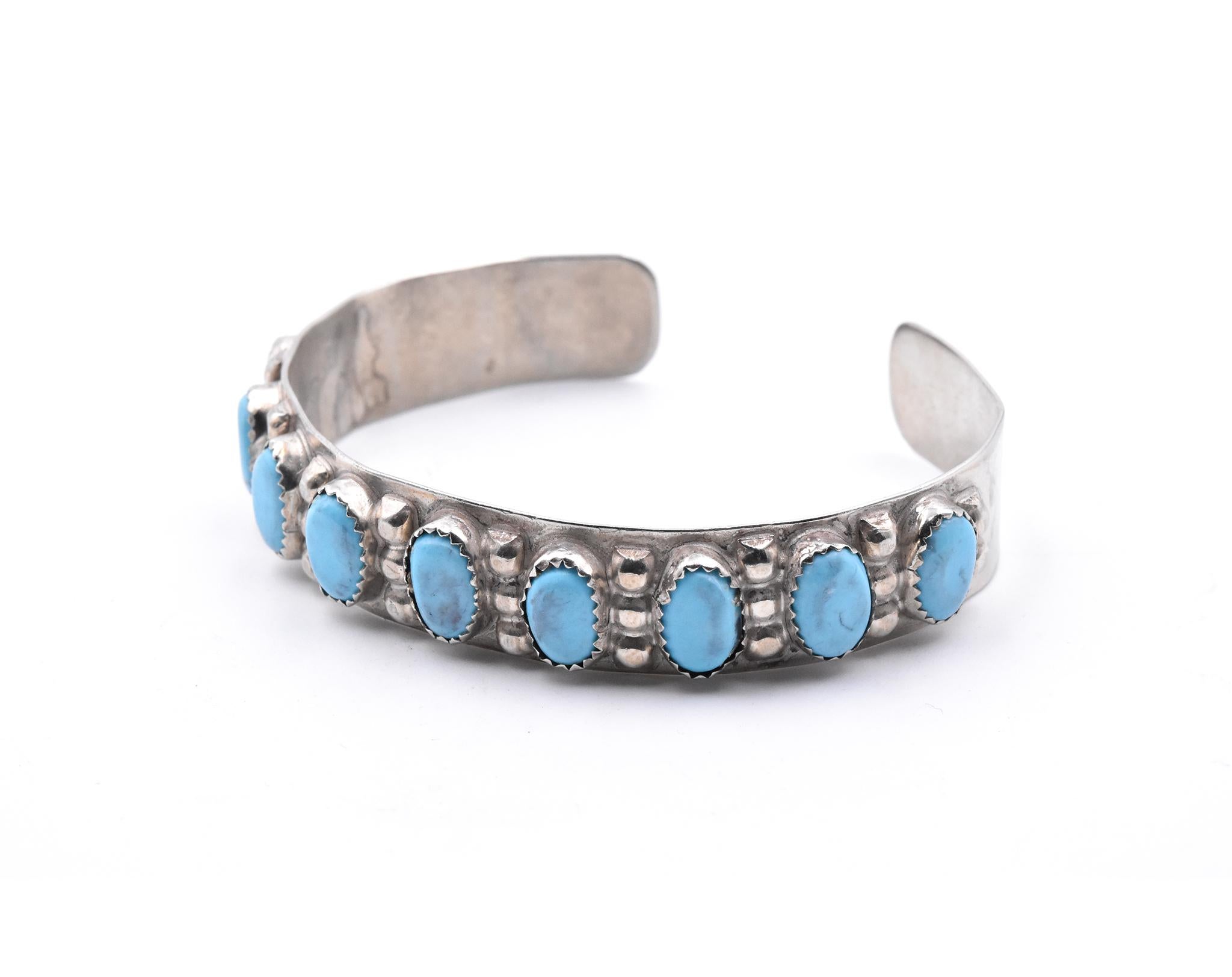 Sterling Silver Turquoise Cuff In Excellent Condition In Scottsdale, AZ