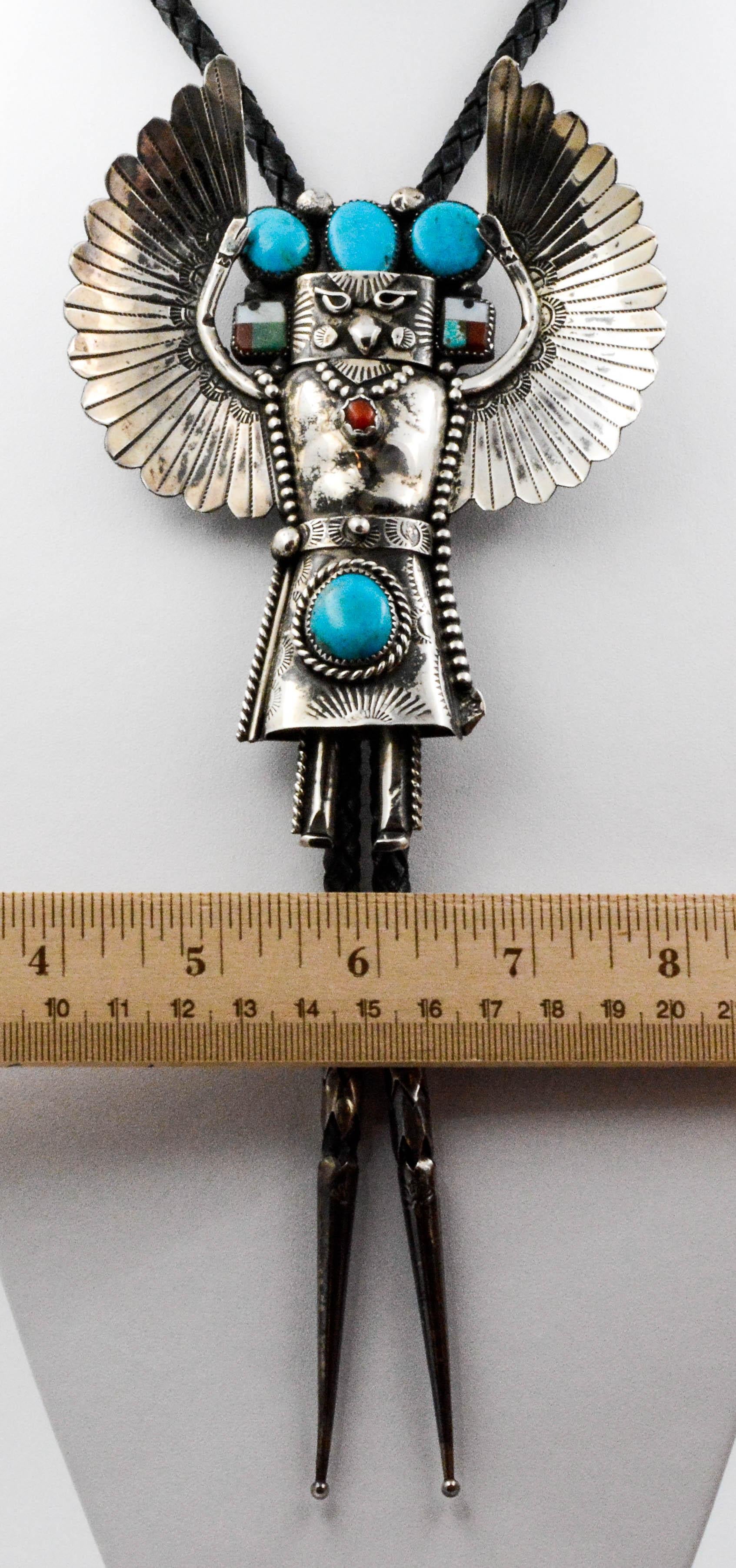 Sterling Silver Turquoise Eagle Kachina Bolo 4