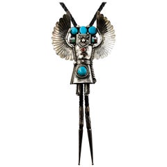 Retro Sterling Silver Turquoise Eagle Kachina Bolo