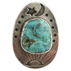 Vintage Sterling Silver Turquoise Galaxy Ring Sun Moon 